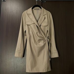 ZARA faux leather tie blazer